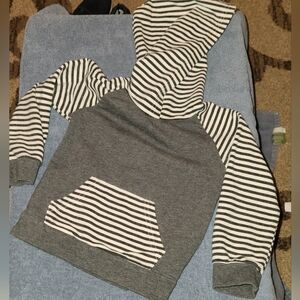 Cozy Kids Gray and White Striped Hoodie